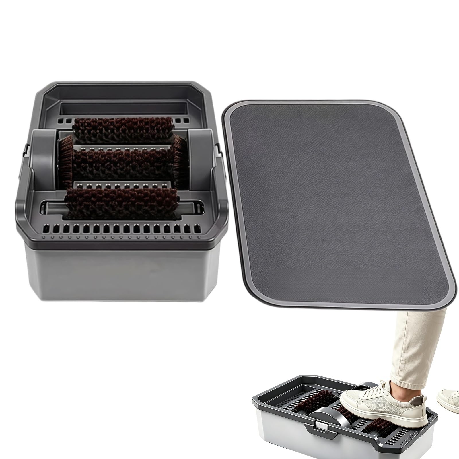 Máquina limpiadora de Suelas de Zapatos, Cepillo fregador de autoservicio con 3 cepillos y Almohadilla Absorbente, para el hogar, la Oficina, el Taller y entradas comerciales