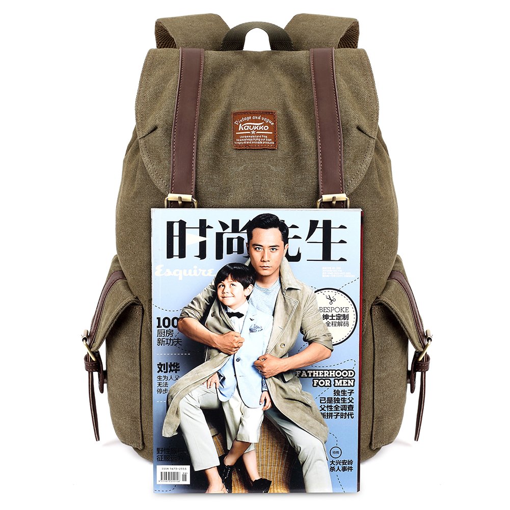 KAUKKO Annata Tela di viaggio un'escursione zaino di campeggio Escursionismo Bag per gli sport esterni svago Daypacks Sports Freizeit Daypacks (Army green)