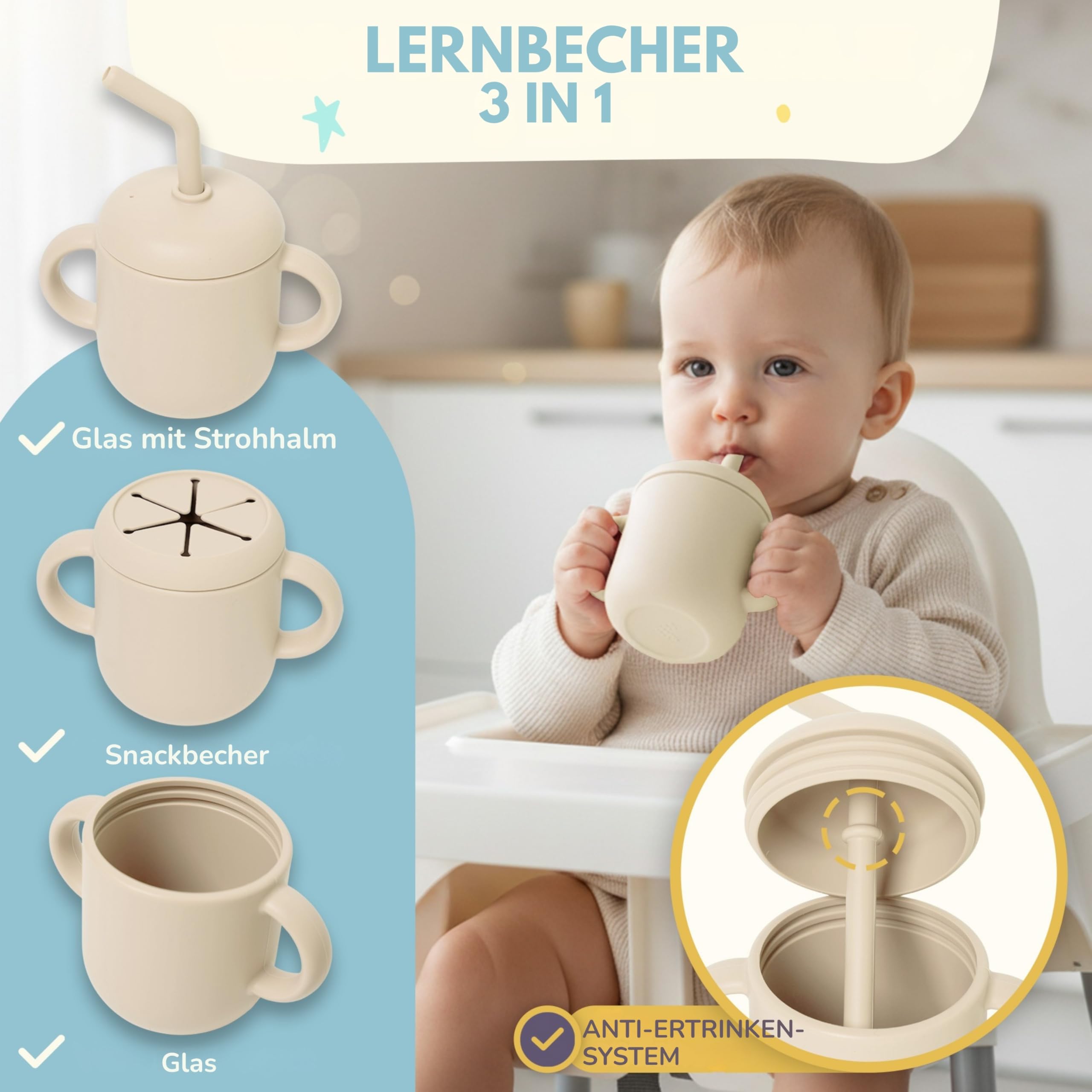 Baby Geschirrset aus Silikon 12-teilig | mit Teller mit Saugnapf, Schüssel, Becher, Besteck, wasserdichten Lätzchen und Fruchtsauger | BPA-frei | mikrowellen- und spülmaschinengeeignet