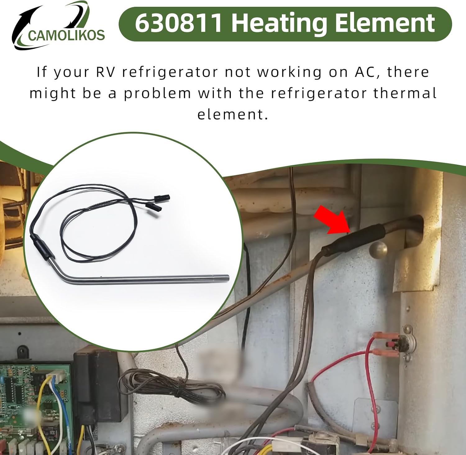 630811 Heating Element 300W 120V RV Refrigerator Cooling Unit Replace Norcold 638374 N1095 N61 N62 N64 N81 N82 N84 NX64 NX84 NXA64 NXA84 RV Refrigerator Parts