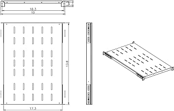Fixed Rack Server Shelf 1U 19inch Shelves 4 Post Rack Mount Adjustable Deep for Server Network Rack (14inch-20.5inch Depth)