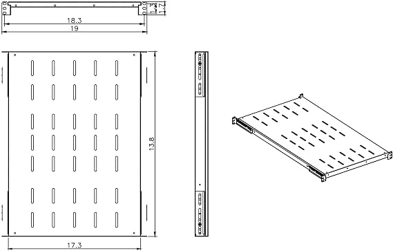 Fixed Rack Server Shelf 1U 19inch Shelves 4 Post Rack Mount Adjustable Deep for Server Network Rack (14inch-20.5inch Depth)