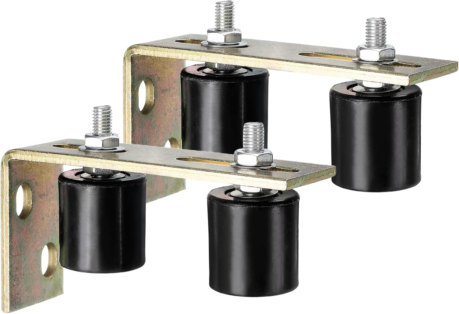 uxcell 2Set Slide Gate Guide Roller, 2" Nylon Rollers Gate Support Assembly with L-Rear Post Bracket, Universal Sealed Ball Bearing Rolling Gate Guider for Sliding Door, Yellow