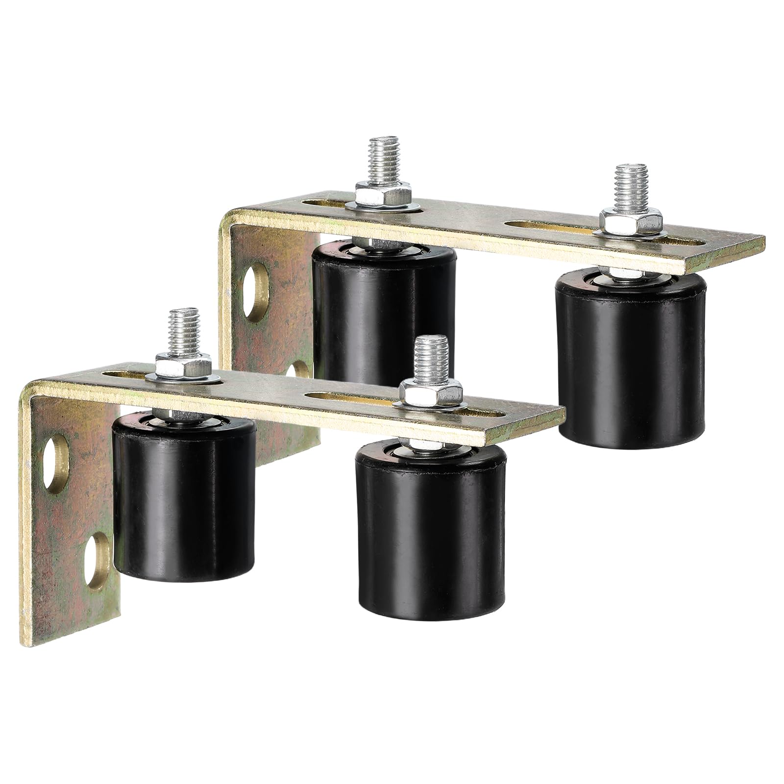 QUARKZMAN 4Pcs Rodillo Guía para Puerta Corredera, 1.7" Rodillos de Nylon Conjunto de Soporte y Bracket en Forma L, Rodillo Guía Universal con Rodamiento Bolas Sellado, Negro
