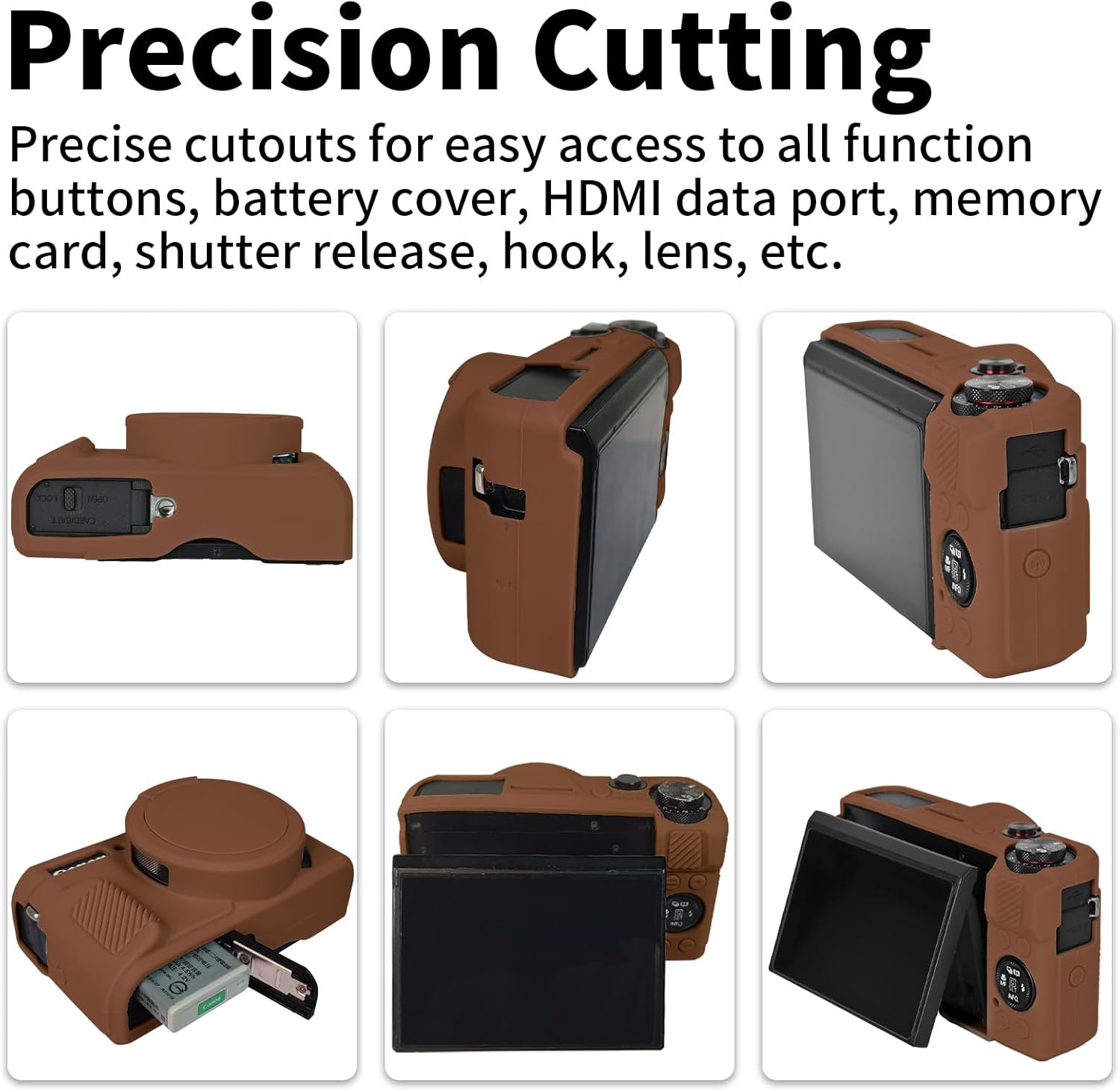 Easy Hood G7X Mark II Case, Protective Case for Canon Powershot G7X Mark II Digital Camera, Removable Lens Cover Silicone Sleeve Soft Camera Cover Rubber Protective Body Skin - Brown - Image 2