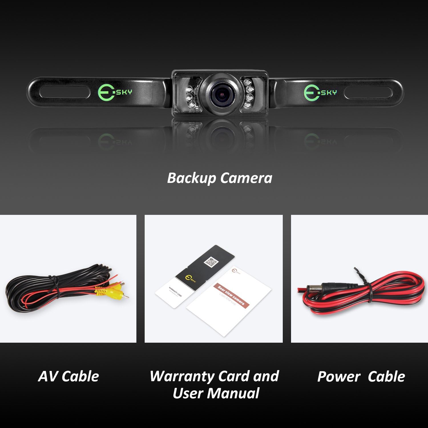 ¡¾Upgrade Version¡¿Backup Camera, Esky Rear View Camera Waterproof High Definition Color Wide Viewing Angle License Plate Camera with 7 Infrared Night Vision LED