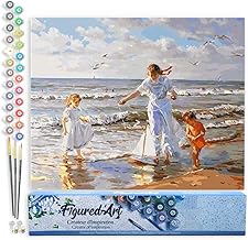 Figured'Art Paint by Numbers Adults Beach Set – Crafts Acrylic Paint Kit Complete DIY Picture – 40 x 50 cm without Frame