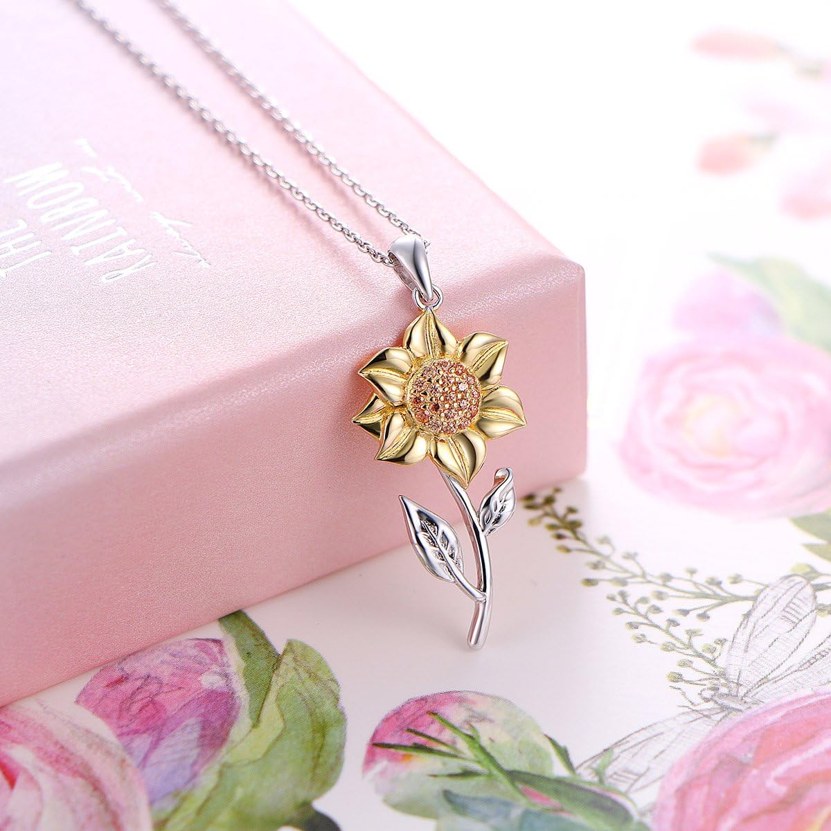 DAOCHONG Sunflower Necklace Faith of A Mustard Seed Necklace 925 Sterling Silver Faith Necklace Jewelry for Women