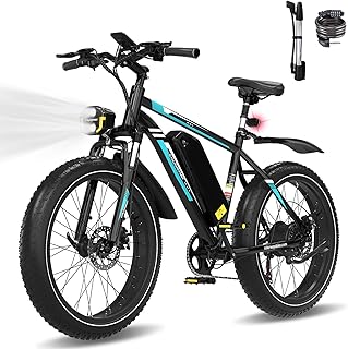 COLORWAY Bicicletta Elettrica 26" Fat Tire 250W 48V 15Ah – E-Bike All-Terrain per Adulti con Doppio Freno a Disco, Display LCD e Luce Anteriore