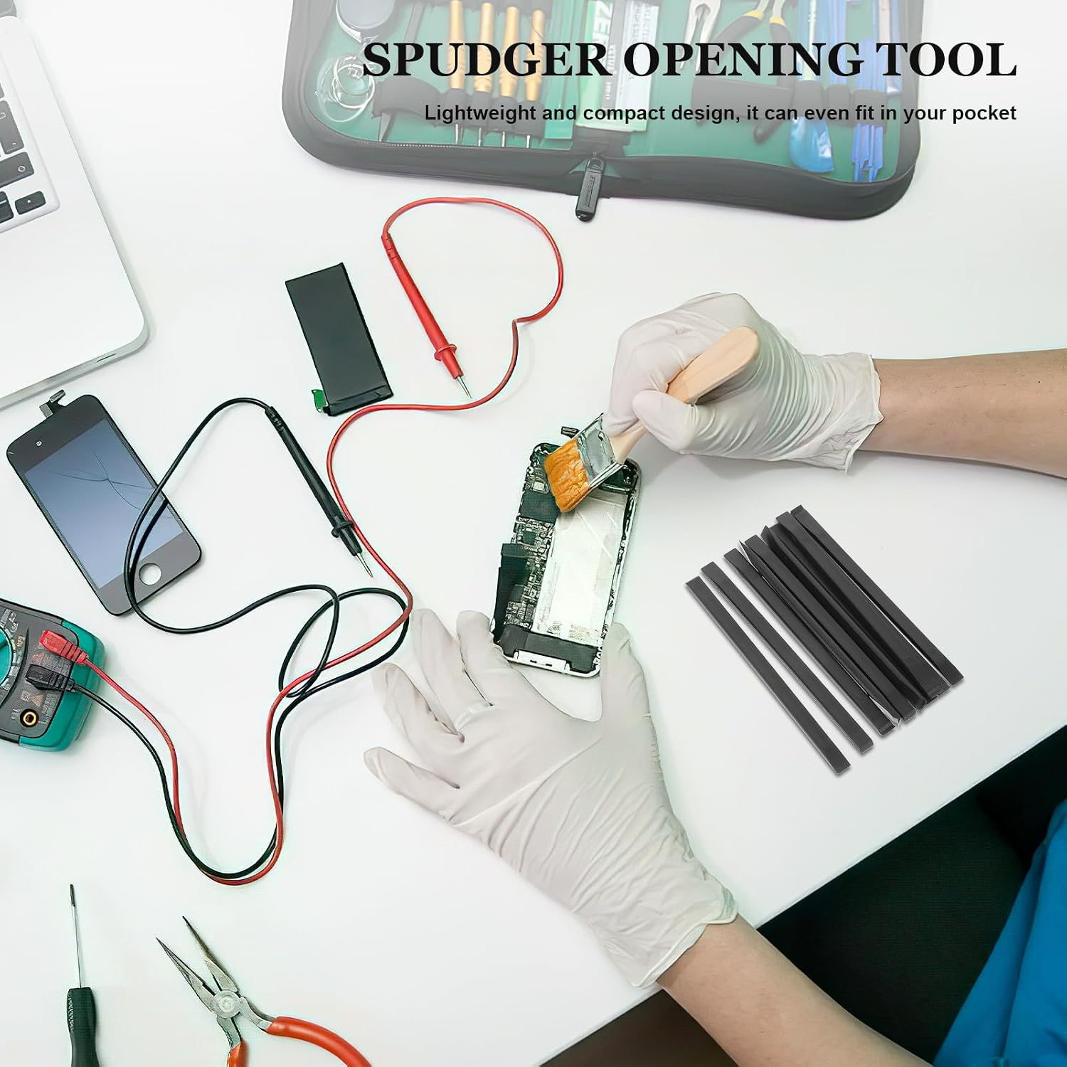 NUOBESTY 10pcs Screen Pry Tool for Cellphone and Laptop Repair Kit Abs Material with Double-Ended Spudgers for No Damage Opening Suitable for LCD Screen Repair