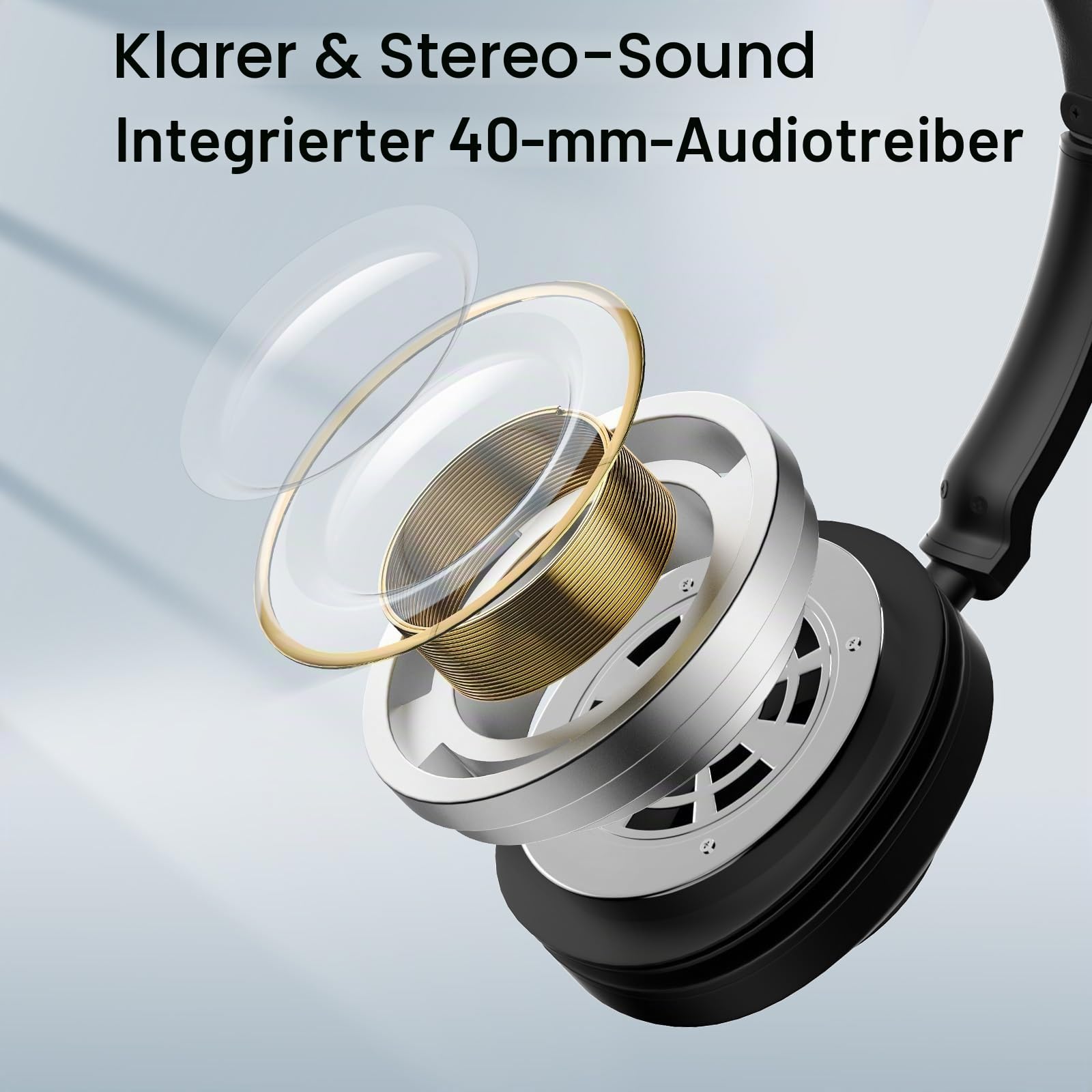 Voistek On-Ear Wireless Headset mit Bluetooth & USB-Dongle – 50 Std. Akkulaufzeit, Geräuschunterdrückendes Mikrofon für klares Telefonieren – Ideal für Home Office, Büro & Callcenter