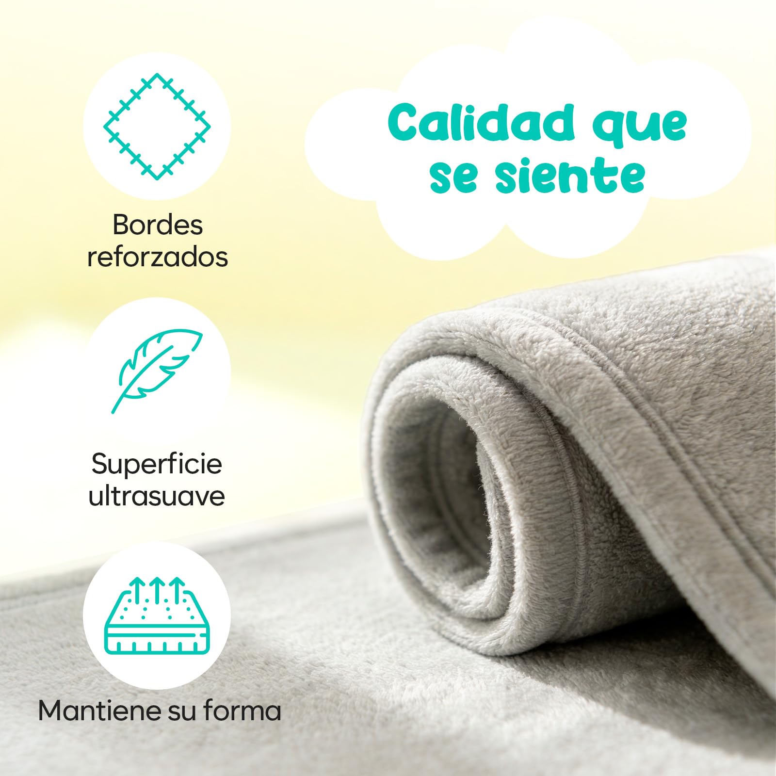 Alfombra de Juegos Bebé 150x150 cm – Alfombra de Memory Foam Acolchada 3 cm – No Tóxica, Antideslizante y Cómoda – Gran Tapete para Actividades y Gateo – Avec Maman