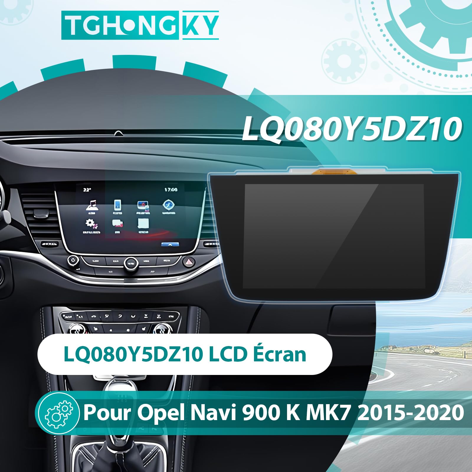 LQ080Y5DZ10 Écran de Rechange pour Opel Astra K MK7 2015-2020 Écran Tactile LCD de Remplacement pour Vauxhall Navi 900 LQ080Y5DZ10 Écran LCD avec Outils
