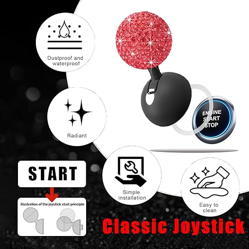 Miniatura 50 de Cinta Cubierta de botón de arranque para joystick de automóvil, accesorios de metal para arranque, cubierta de botón de arranque del motor