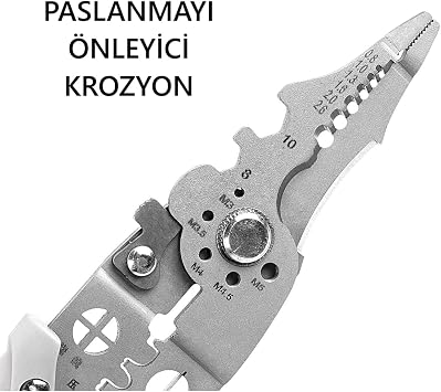 Profesyonel Çok Amaçlı Tel Sıyırıcı Pensesi, Elektrikçiler için Kablo Kesme Bükme ve Sıkma Pensesi