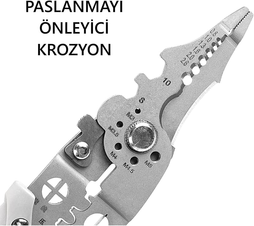 Profesyonel Çok Amaçlı Tel Sıyırıcı Pensesi, Elektrikçiler için Kablo Kesme Bükme ve Sıkma Pensesi