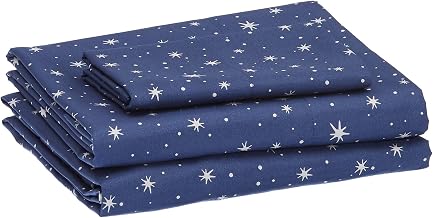 Amazon Basics Kids Soft, Easy-Wash Microfiber Sheet Set - Twin, Navy Galaxy