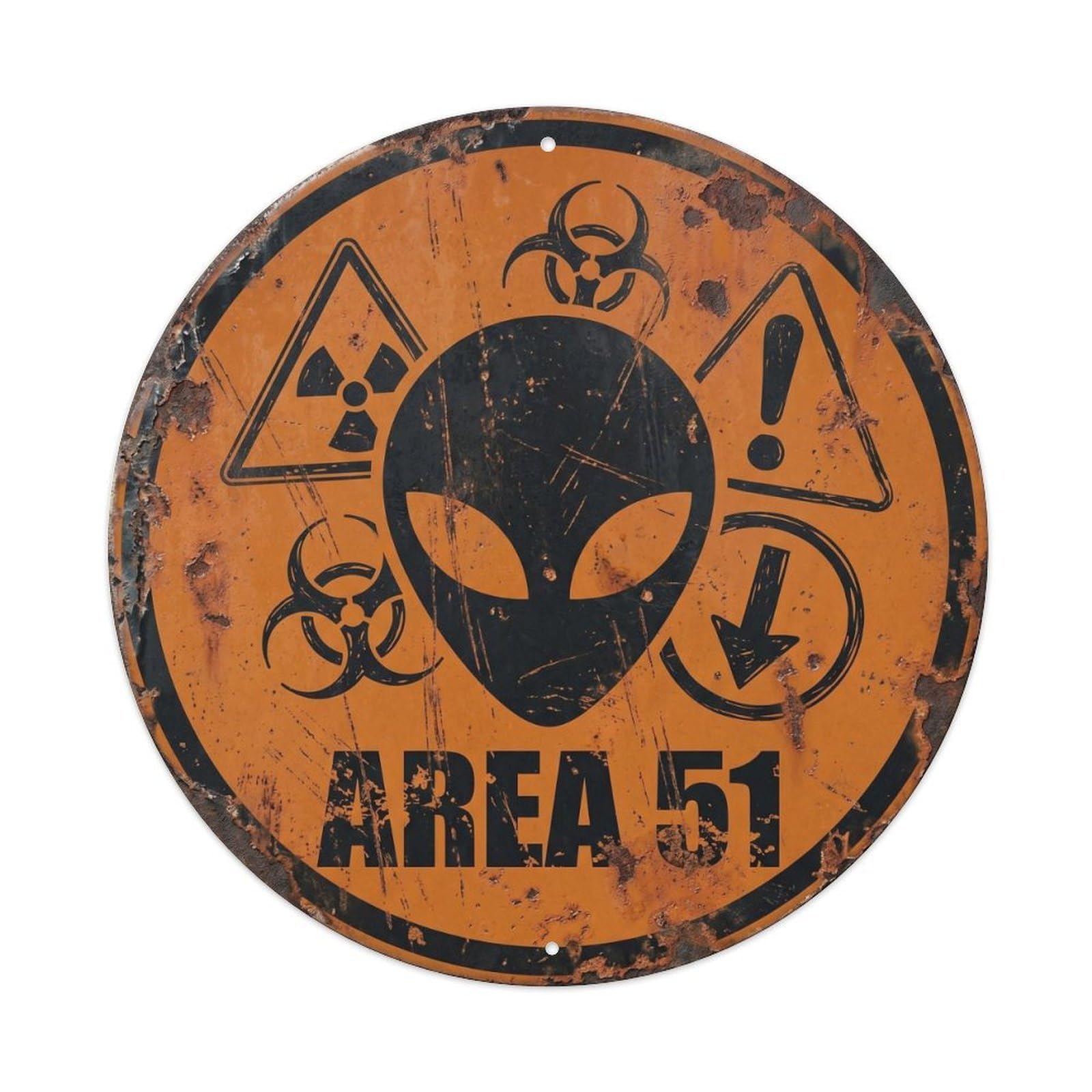 Flying Saucer Area 51 Biohazard Alien Warning Symbol Metal Tin Sign