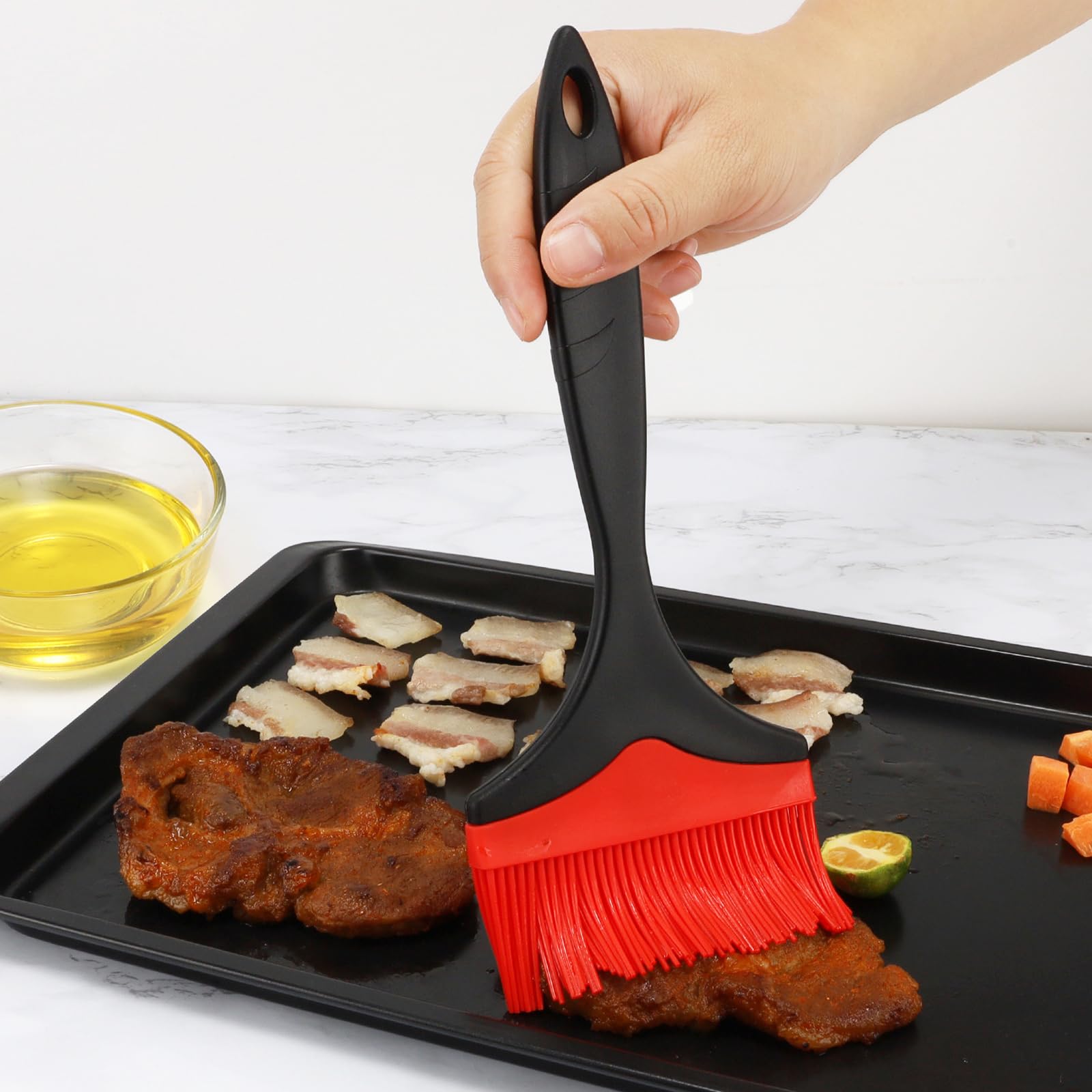 2 Piezas Cepillo de Silicona Extra Grande para Repostería, 10cm Ancho Pincel Cocina, Resistente al Calor Brocha Reposteria, para Cocinar, Asar (Rojo)