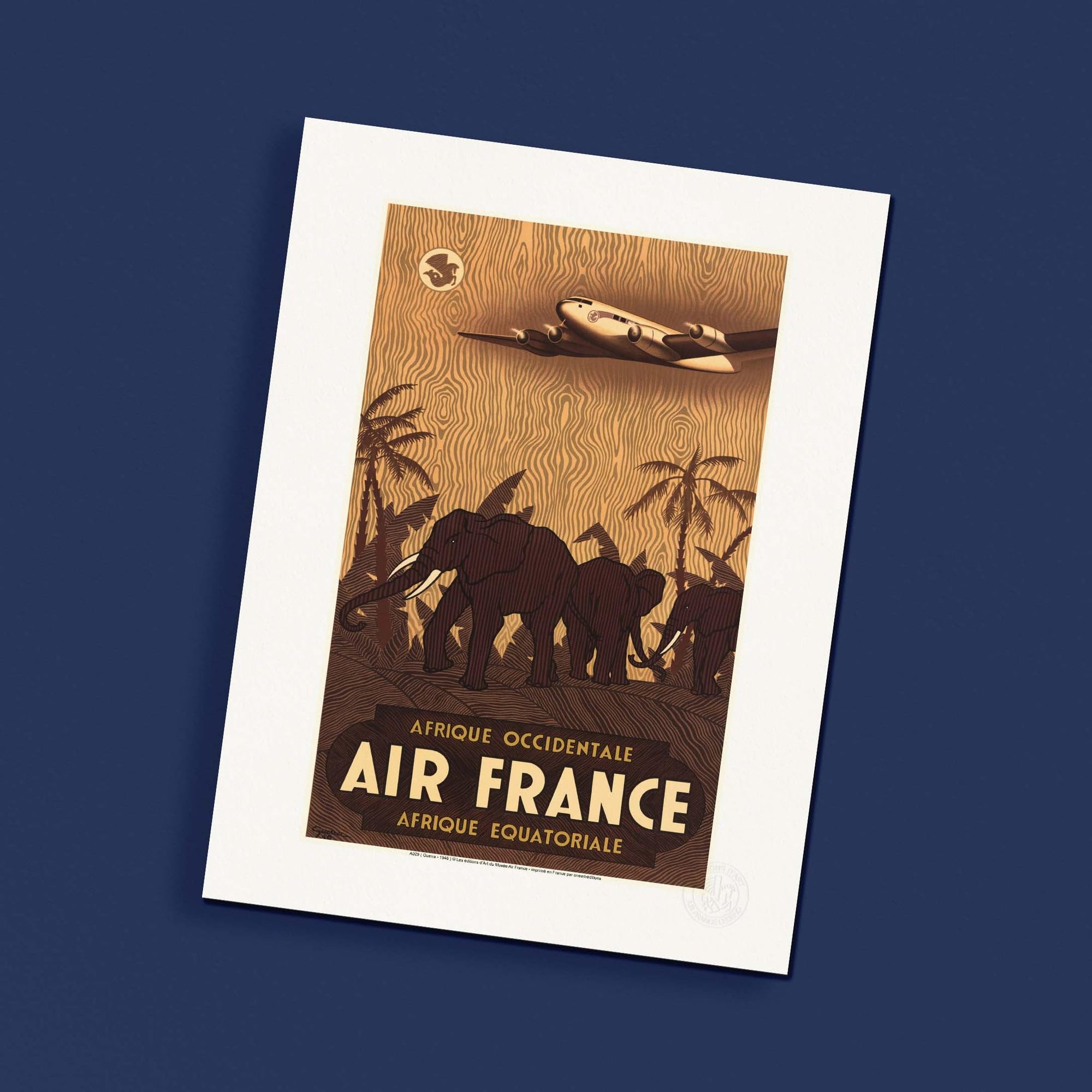 Affiche Air France Afrique Guerra nostalgie des voyages d'autrefois 30x40