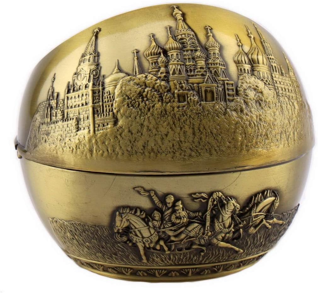 Retro Windproof Castle Cigarette Ashtray Metal Globular Car Ashtray Home Living Room Office Desktop Decor Accessory - Bronze