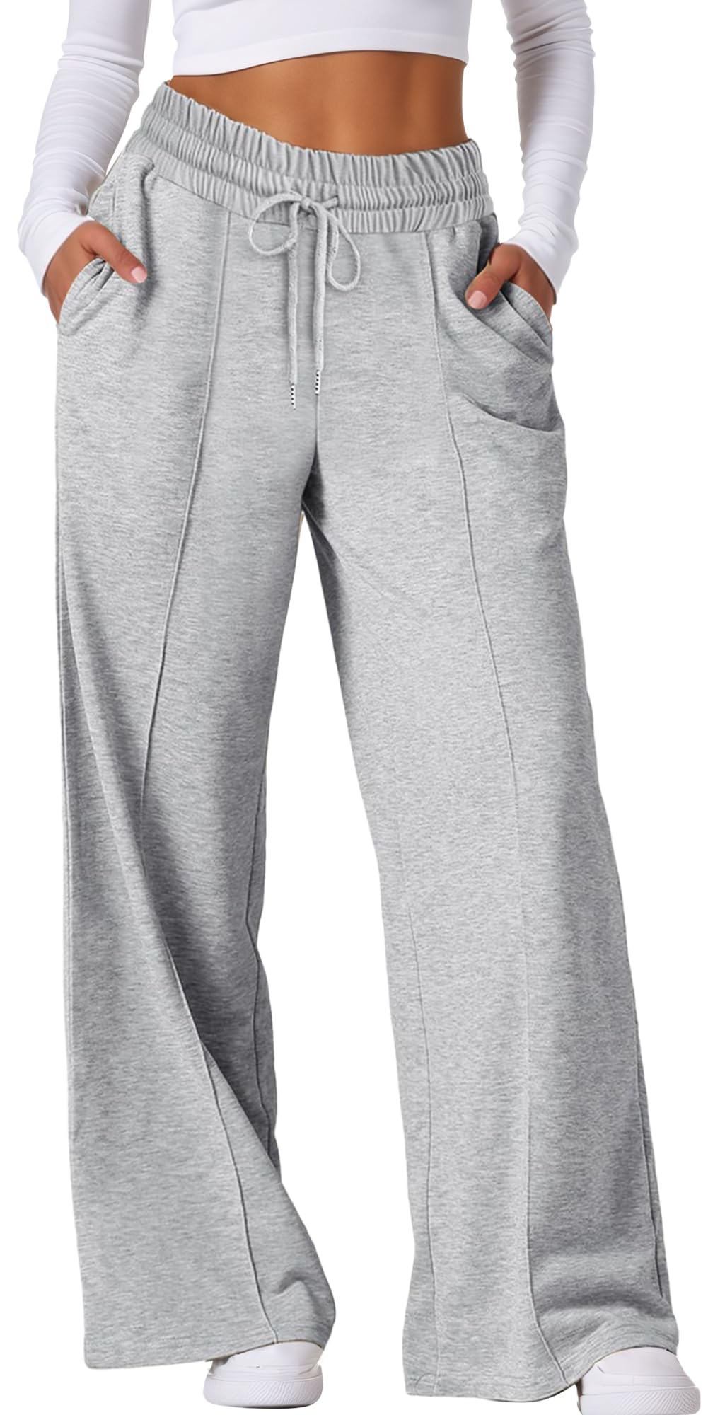 SEAUR Pantalon de Jogging à Jambes Larges pour Femme Droit Baggy Sport Pantalons avec Poches et Taille Élastique Printemps Automne S-XXL
