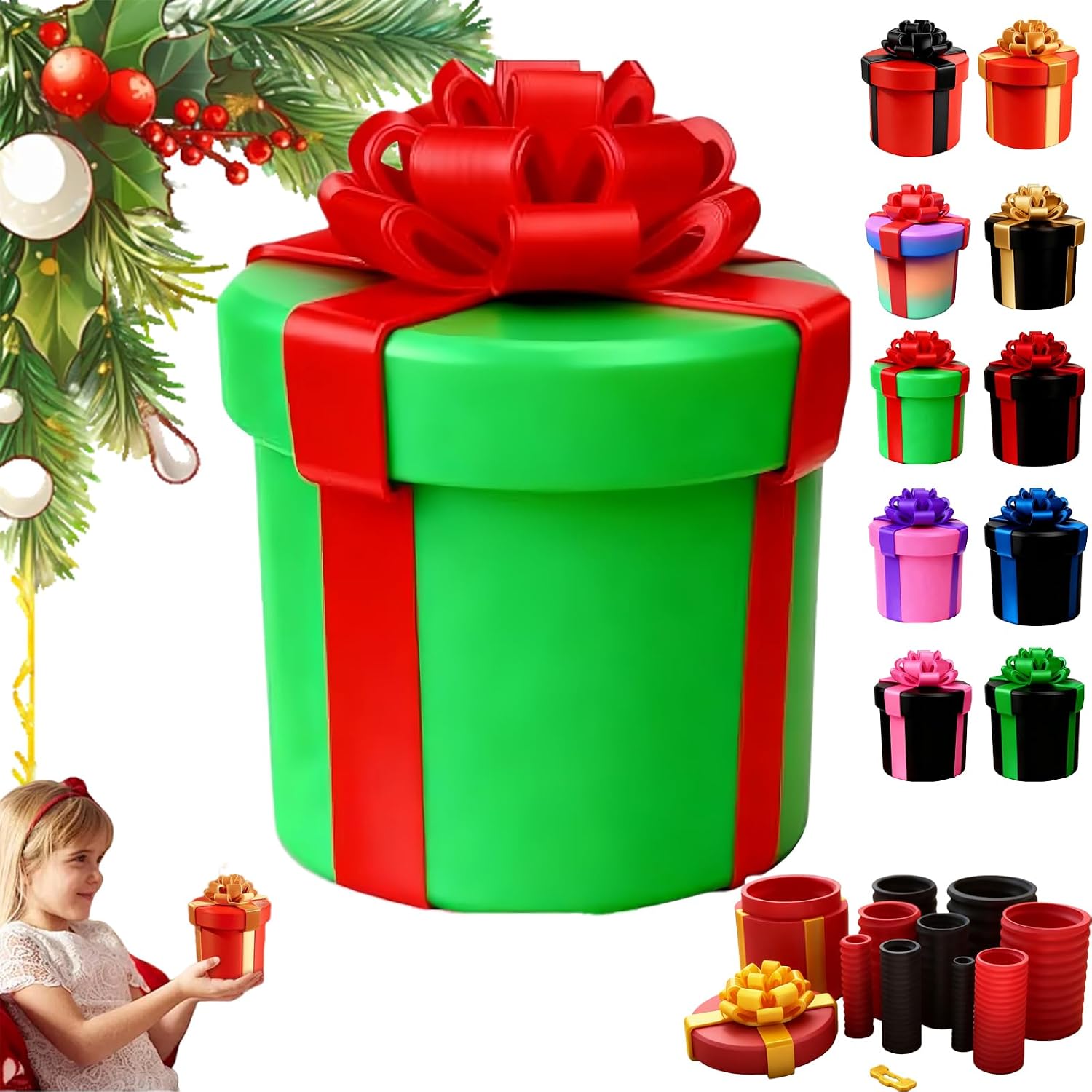 Annoying Nested Screw Gift Box, Annoying Gift Box with Screws, 10 Layer Reusable Prank Gift Boxes for Birthday Christmas (Green)