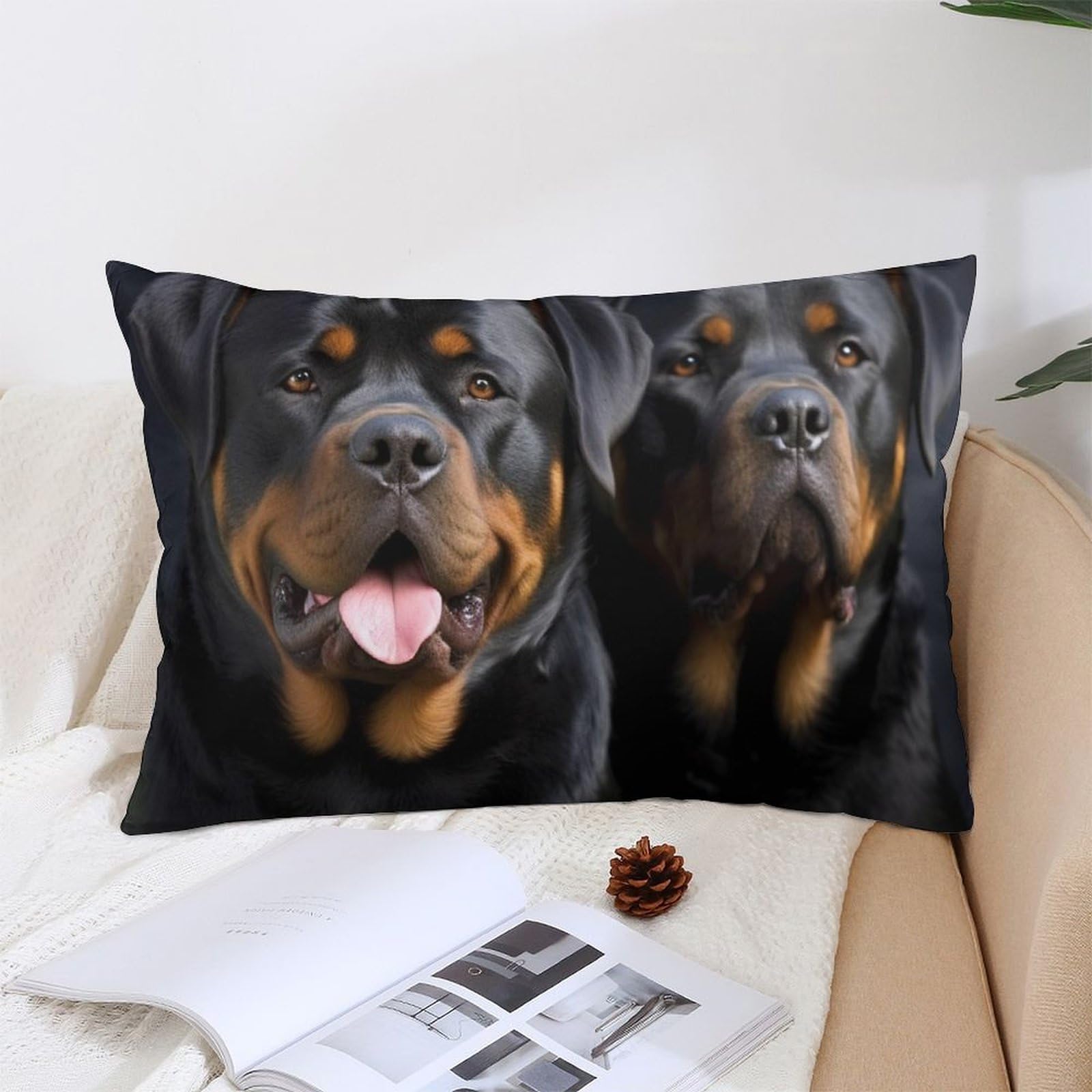 NTVOWPZO Decoration Throw Pillow Covers 12 "x20 Pillowcases Covers Rottweiler Wallpaper Soft Pillowcases Modern Farmhouse Home Decor Sofa Cushions Covers for Couch Bed Living Room