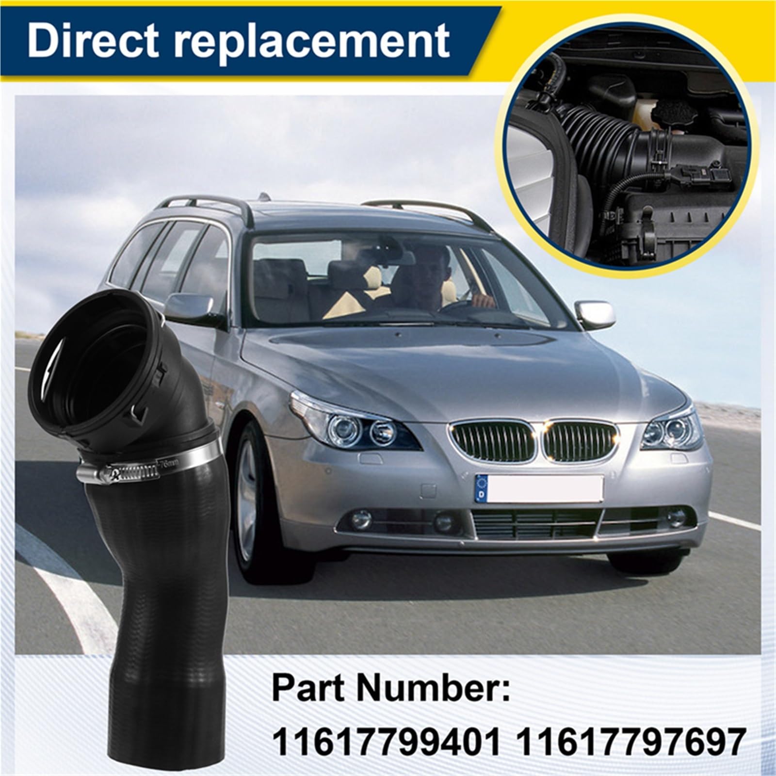 Mod silnik wąż chłodzący Pasuje do Bmw E60 E61 525D 530D 530Xd 535D 11617797697 11617791664 11617799401 Silnik Intercooler Turbo Wąż wodny Rura