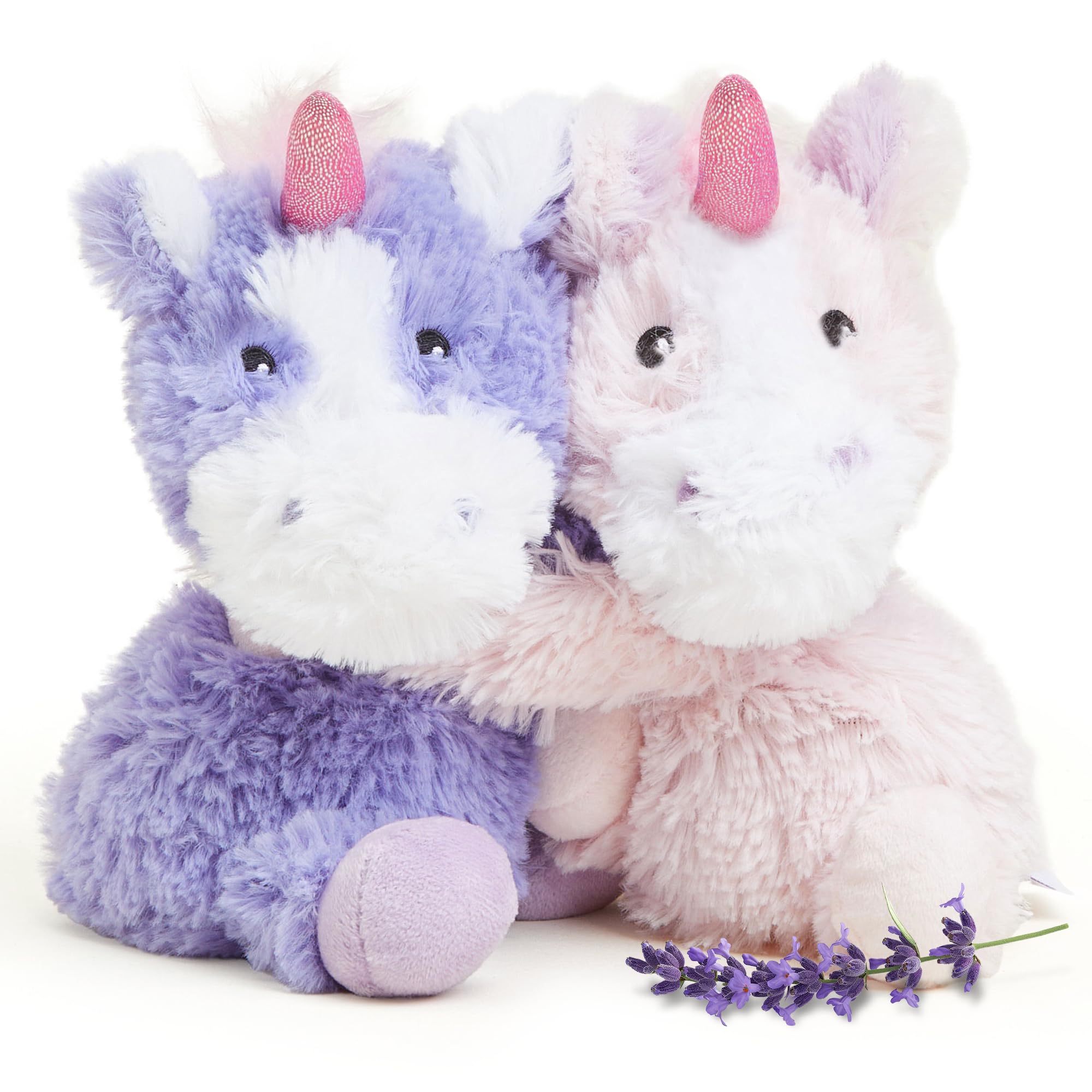 warmies Hugs Duo, Microwavable & Weighted Stuffed Animals, Unicorn - Heated Stuffed Animal Plushie for Warmth & Comfort - Cute Soft Plush Toys for Adults & Children (Boys, Girls, Babies & Toddlers)