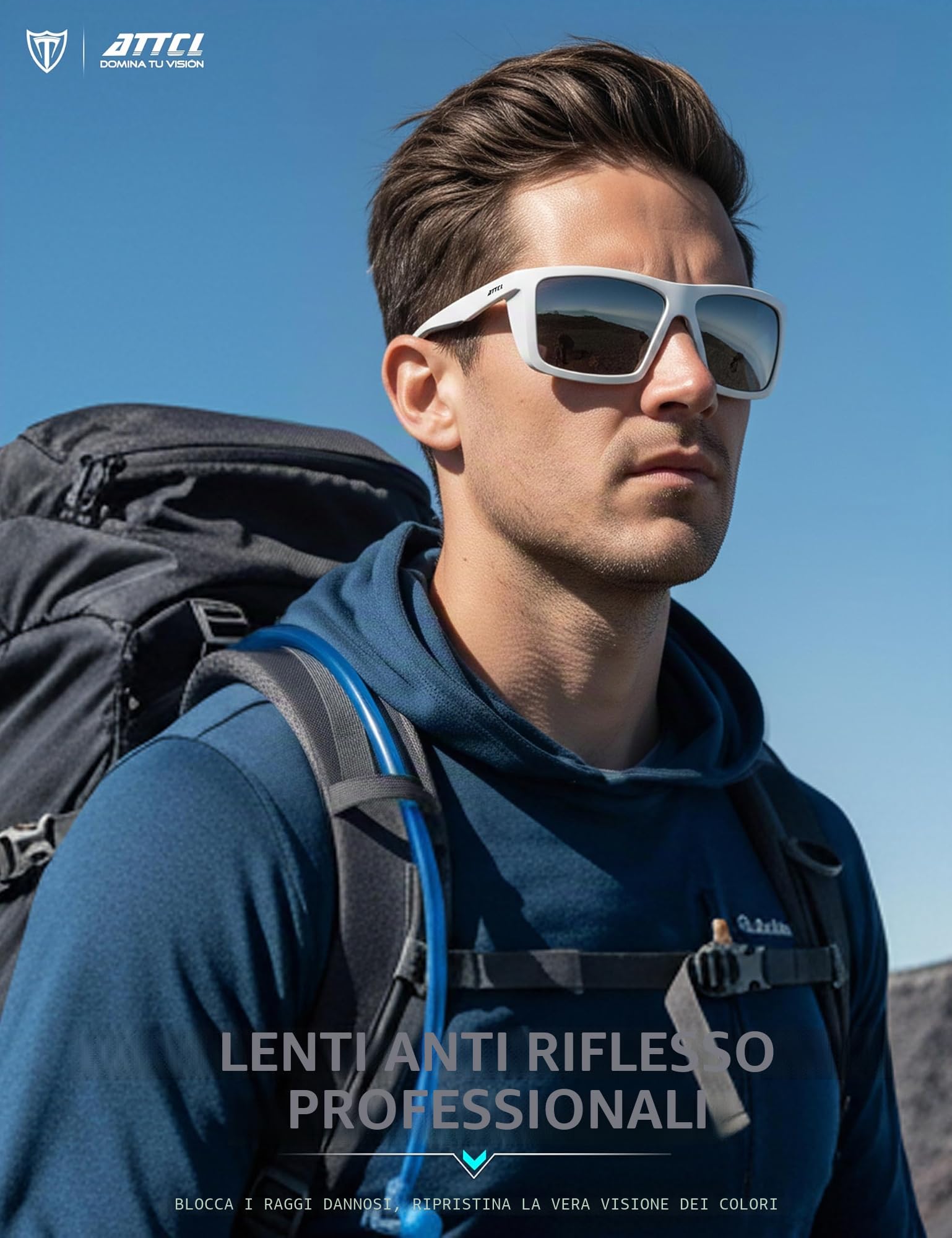 ATTCL - Occhiali da sole polarizzati sportivi unisex, adatti per ciclismo, guida e pesca, occhiali da sole con protezione UV, m