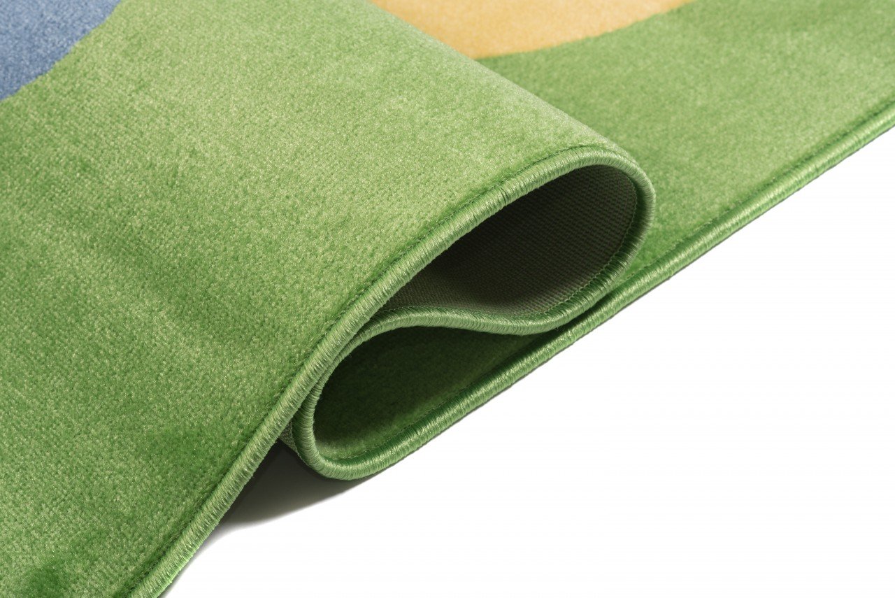 TAPISO Kinder New Alfombra Infantil de Salón Habitación para Niño Niña Bebé Diseño Moderno Helicóptero Verde Naranja Amarillo Rojo Alfombra de Juegos Pelo Corto Suave 140 x 190 cm