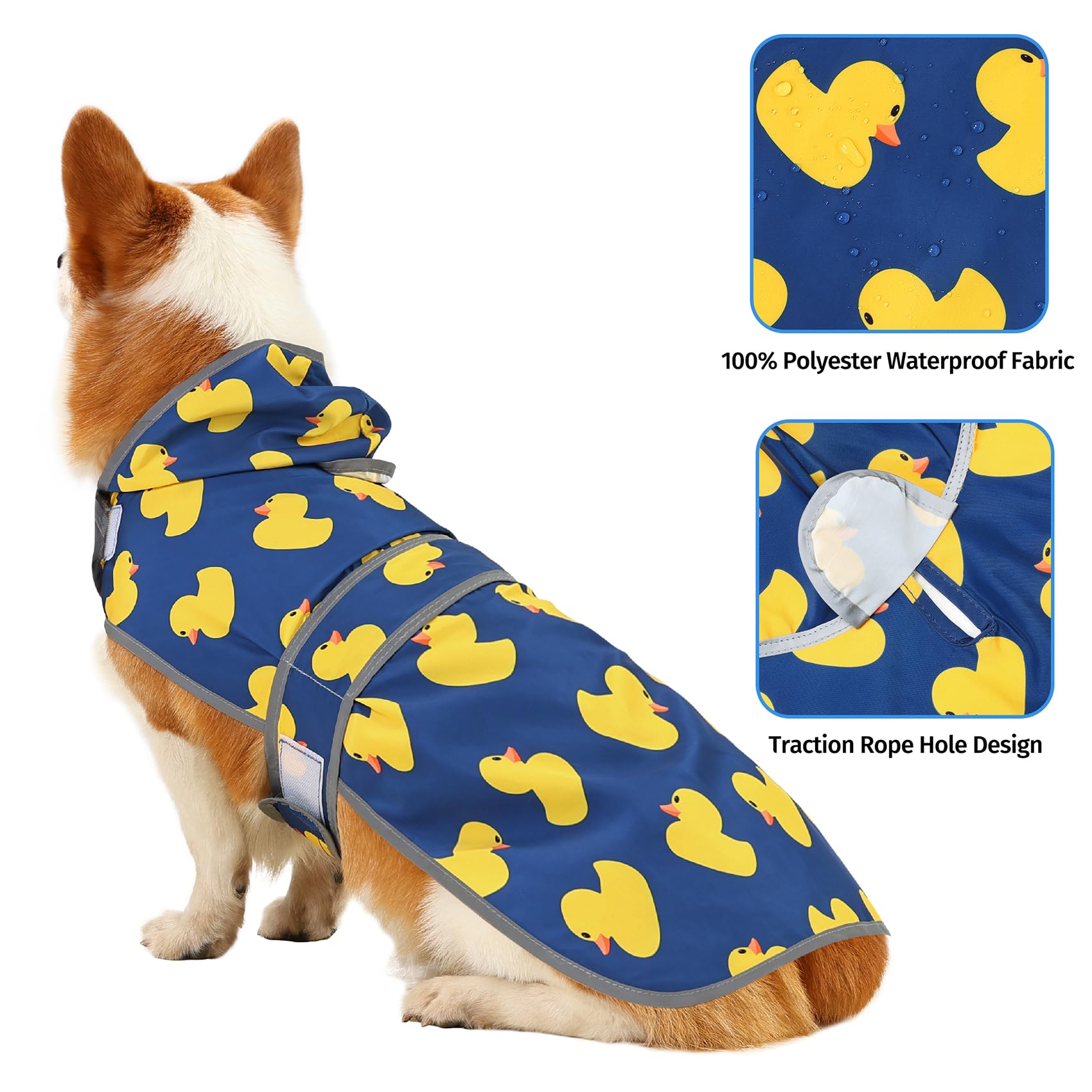 Impermeable Impermeable para Perro con Capucha y Agujero para Correa, para Perros y Cachorros pequeños, medianos y Grandes