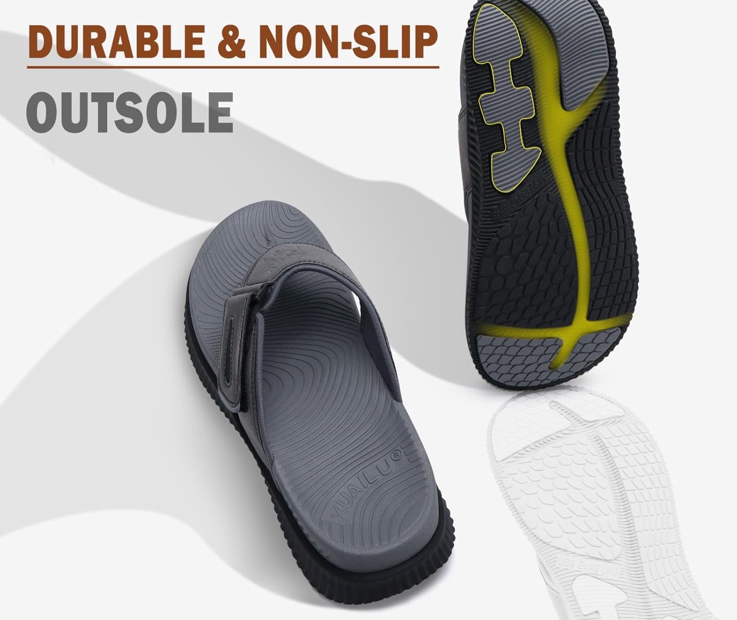 KuaiLu Mens Orthotic Flip Flops Men's Recovery Walking Sandals Adjustable Thick Athletic Cushion Sport Slides for Man, Water Resistant & Lightweight, Soft Comfort Fit & Arch Support - Image 6