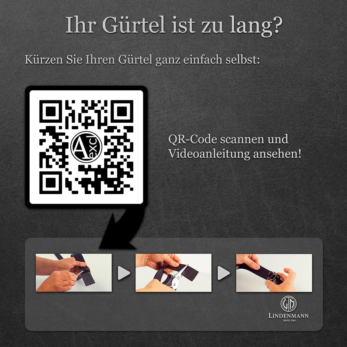 LINDENMANN Automatik-Gürtel Herren Echt-Rindleder schwarz