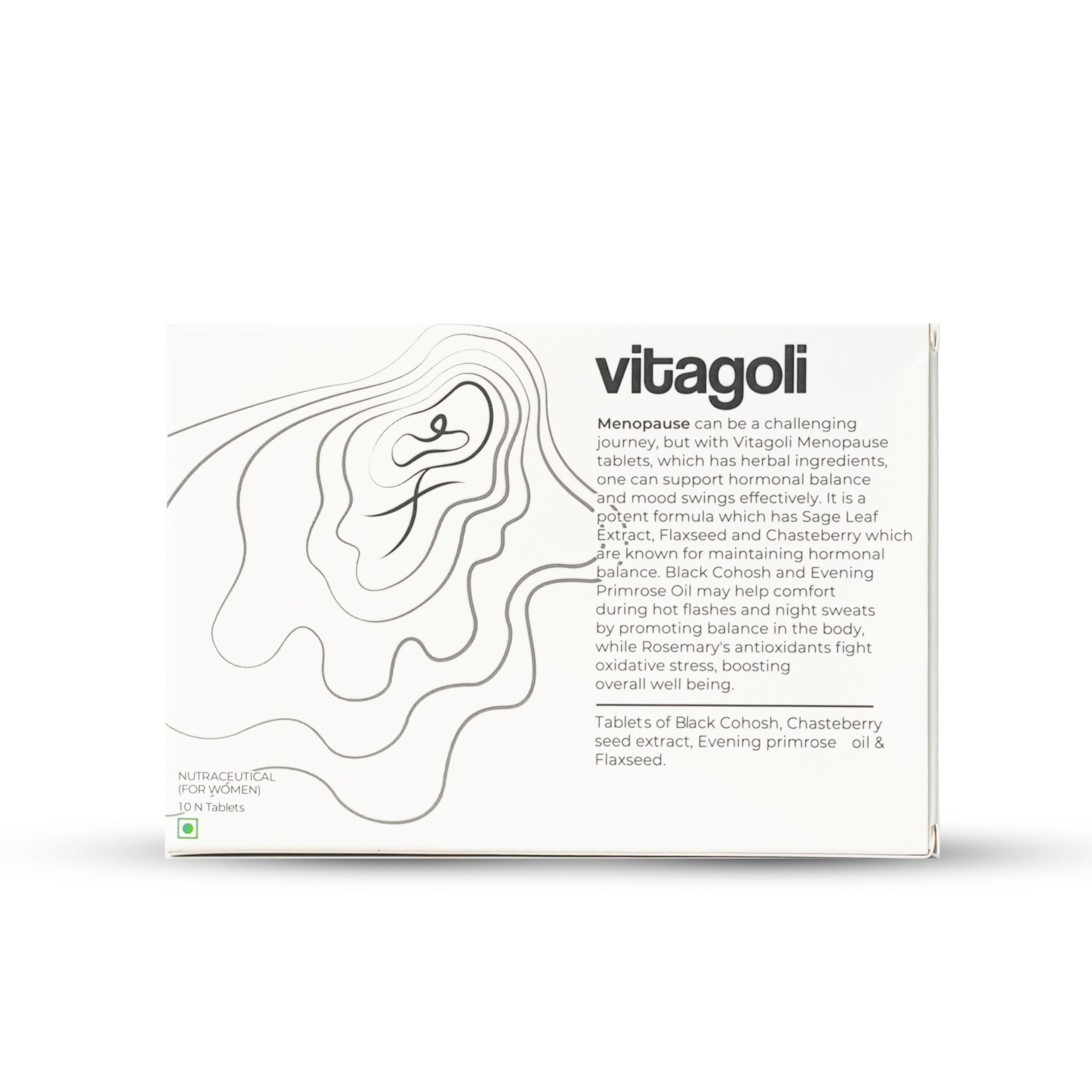 Vitagoli® Menopause Support Tablets for Women | With Sage, Black Cohosh, Chasteberry, Evening Primrose Oil, Flaxseed & Rosemary | Supports Hormonal Balance, Reduces Hot Flashes, Night Sweats & Mood Swings | 10 Tablets-image-49
