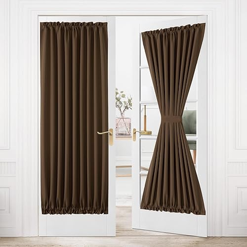 Miniatura 590 de DWCN Cortinas para puerta francesa: cortina térmica con bolsillo para barra para puertas con ventana de cristal, puertas de cocina y patio