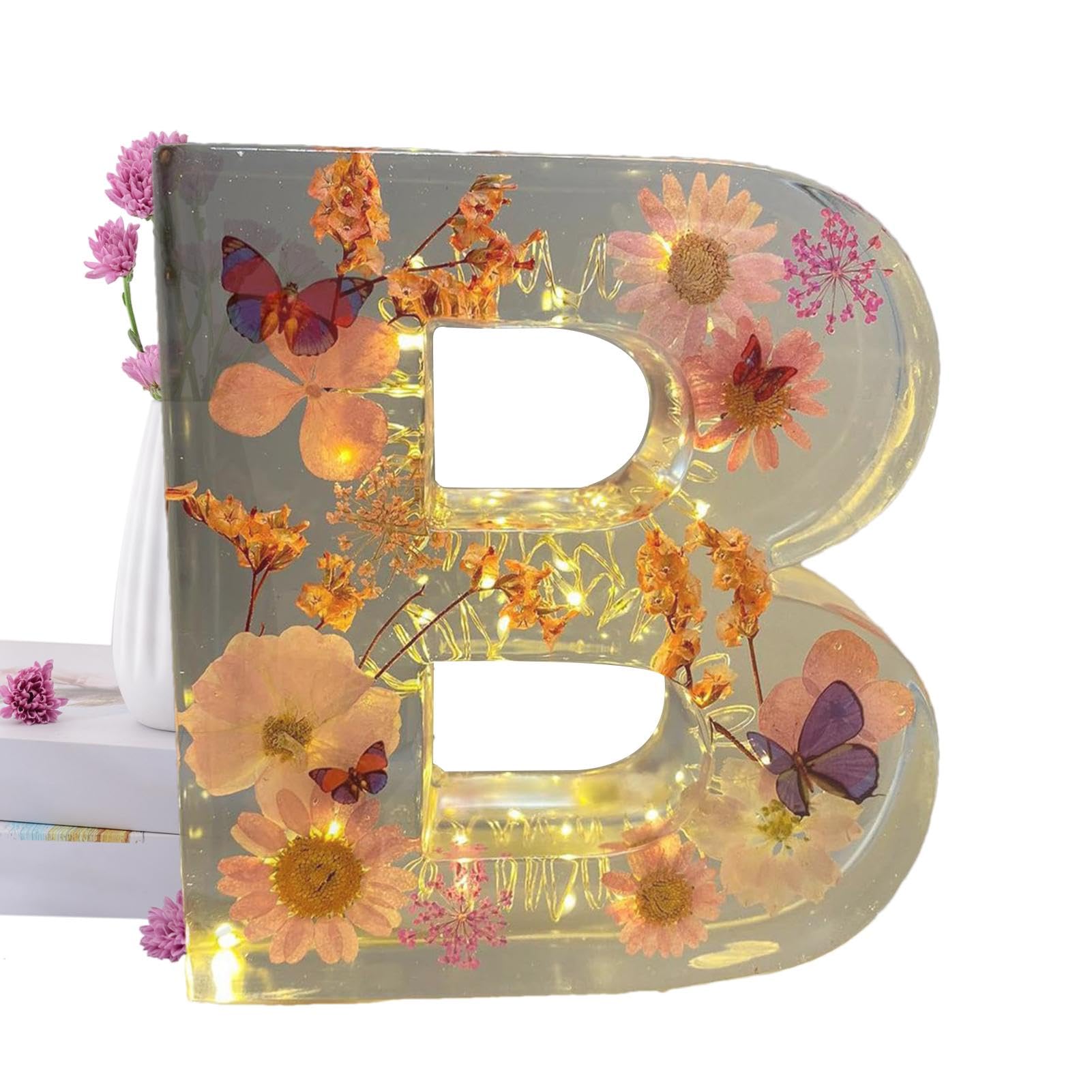 Umiocns Transparent Resin Night Light, Floral Decoration, LED Table Lamp