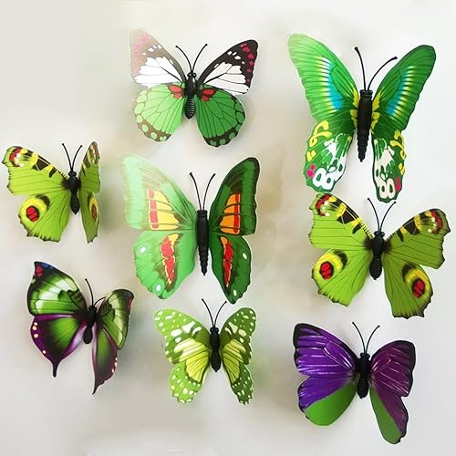 Miniatura 2 de 72 unidades, 6 paquetes de hermosas calcomanías de pared de mariposa 3D extraíbles para decoración del hogar, decoración de arte, calcomanías y