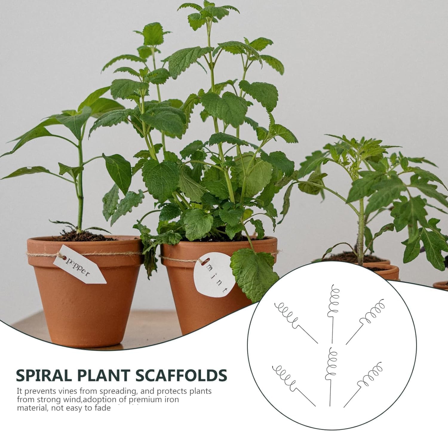 Tomato Twist Stake, Spiral Tomato Stakes, Tomatos Twist Stakes, Plant Supports Cages, Climbing Plant Stake Tower Plant Supports, Support Tools for The Garden (6Pcs Spiral)