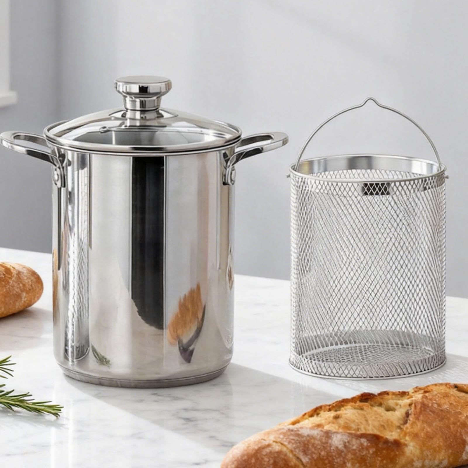 Pentola per Spaghetti Friggitrice Da 4 L | Pentola Per Friggere per Cuochi Chef Preparazione Pasti Feste Formali Appartamenti Ristorante