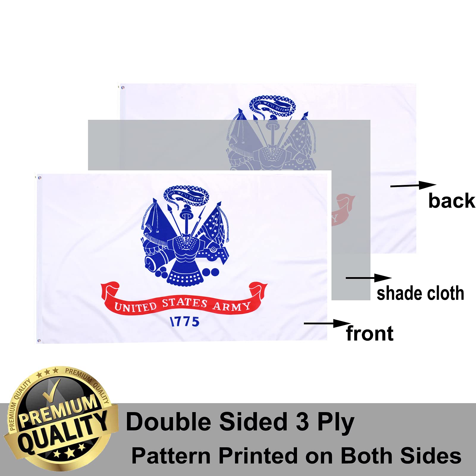Doppelseitige US-Armee-Flagge Aus Strapazierfähigem Polyester – Perfekt Für Garten, Auto & Boot