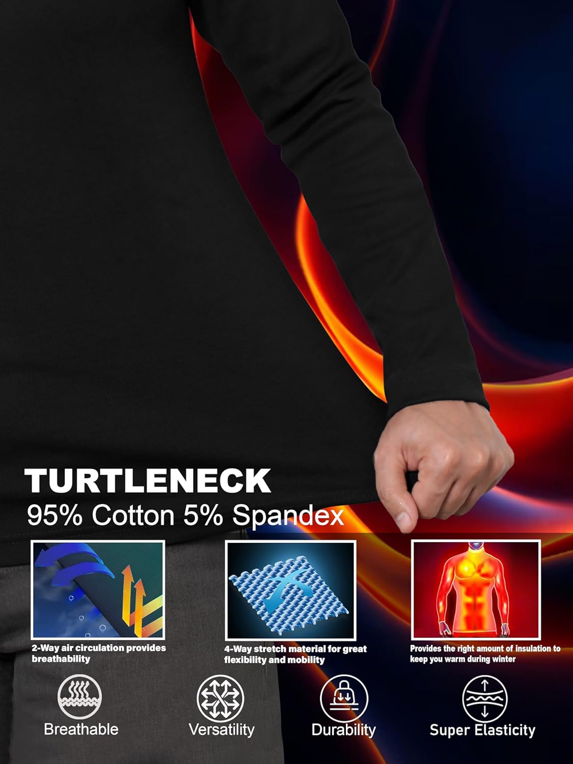URBAN BUCK Mens Turtleneck Long Sleeve Shirt - Slim Fit Ultra Soft Stretchable Cotton Warm Winter Pullover Sweater for Men - Image 5