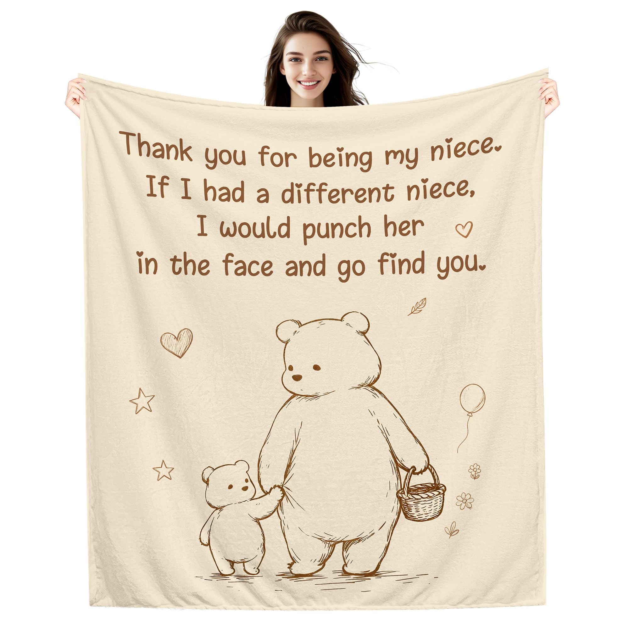 Amorea Thank You for Being My Niece Funny Cartoon Blanket for Niece from Auntie Uncle, Niece's Birthday Graduation (my niece)