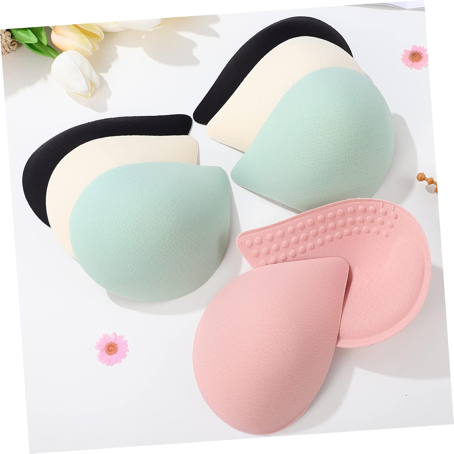 NOLITOY 12pairs Washable Pads Detachable Cushions for Enhanced Comfort Flexible Fit and Natural Shape Reusable Inserts for Women Bras Sports and Daily Wear