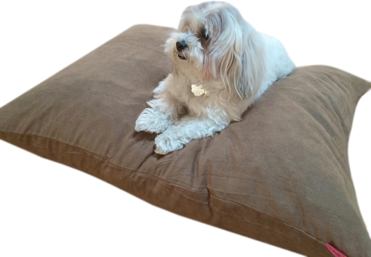 DIY Pet Bed Pillow Cover Set – Heavy Duty Flat Style External Cover + Waterproof Liner for Small to Large Dogs – Microsuede, Denim, Canvas or Fleece – Covers Only (Brown Microsuede, 47''x29'')