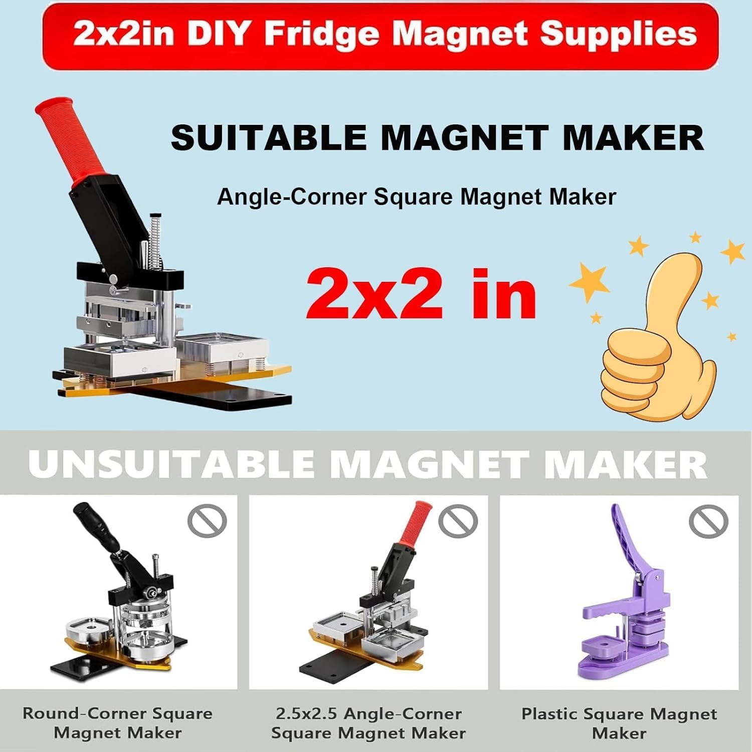 100 Sets 50x50mm Acrylic Fridge Magnet Maker Supplies, 2x2in Square Refrigerator Magnet Making Consumables for Right-Angle Magnet Making Machine