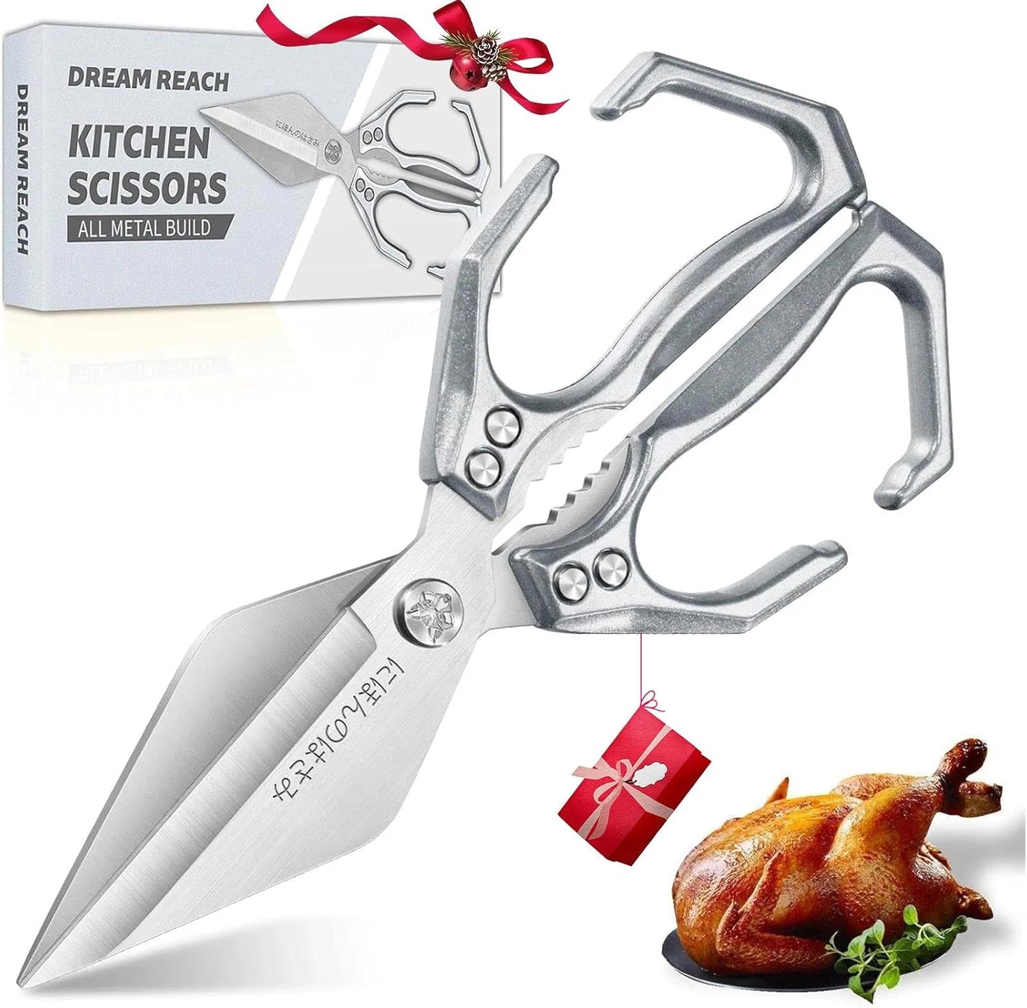 Dream Reach Heavy Duty Poultry Shears Kitchen Scissors Dishwasher Safe with Ergonomic Handle, Japanese High-Carbon Steel Cooking Shears for Chicken, Meat, Seafood, Bone Cutting Christmas Gifts for Men