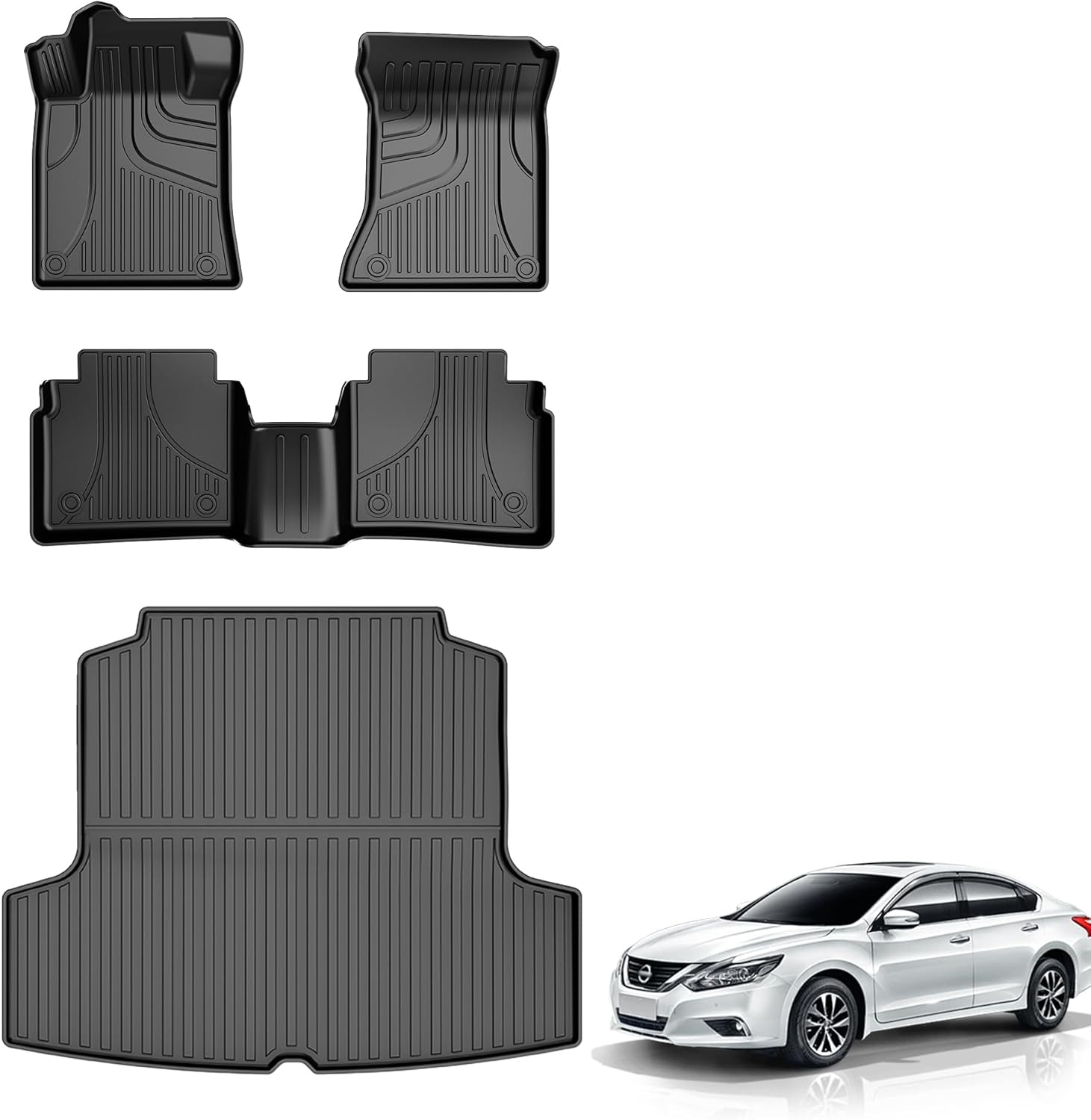 Floor Mats & Cargo Liner Fit for Nissan Altima 2025 2024 2023 2022 2021 2020 2019, TPE Rubber All Weather Protection Heavy Duty Floor Liners Anti-Slip Car Mats Nissan Altima Accessories