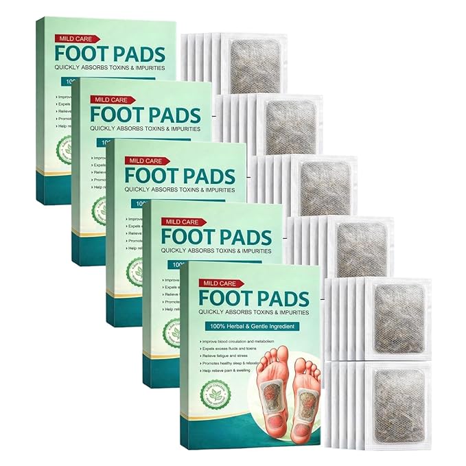 Herbal Detox Foot Pads for Toxin Removal | Bamboo Vinegar Foot Patches for Feet Cleansing & Sleep Aid | Overnight Use | Foot Patch with Acupoint Micro-Massage Technology For Men And Women (50 Pads)